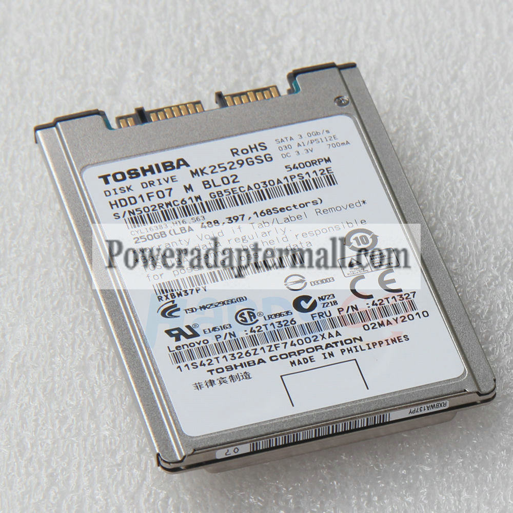 1.8" Toshiba 250GB MK2529GSG Hard Disk Drive Micro-SATA 5400 rpm